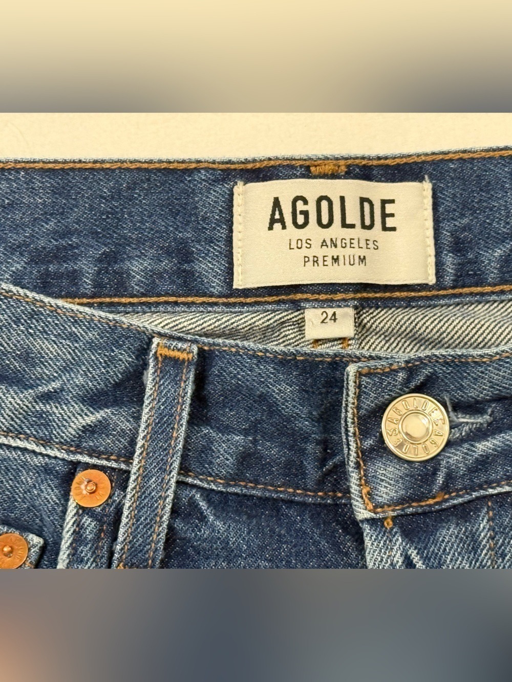 AGOLDE x Amour Vert High Rise Straight Leg Jeans Organic Cotton USA 24 - Picture 5 of 14